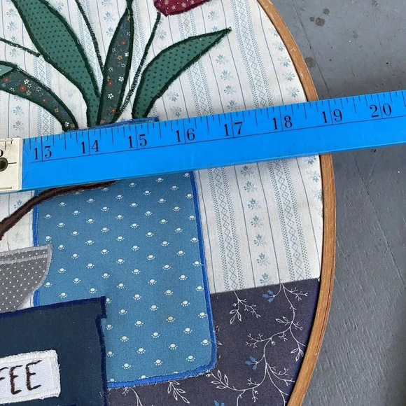 VINTAGE NEEDLE CRAFT EMBROIDERY COFFEE TABLE COTTAGECORE HOME DECOR HANDMADE 19” - Picture 2 of 5